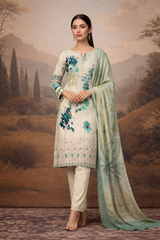 Nayab Noor Pearl Aqua 3-Piece Unstitched