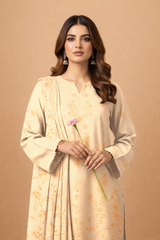 Ivory Yellow Noor-e-Dhanak Chamki Embroidered 3-Piece Unstitched