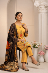 Mustard Glow Viscose Bana Dora 3-Piece Unstitched