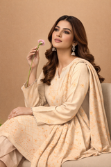 Ivory Yellow Noor-e-Dhanak Chamki Embroidered 3-Piece Unstitched